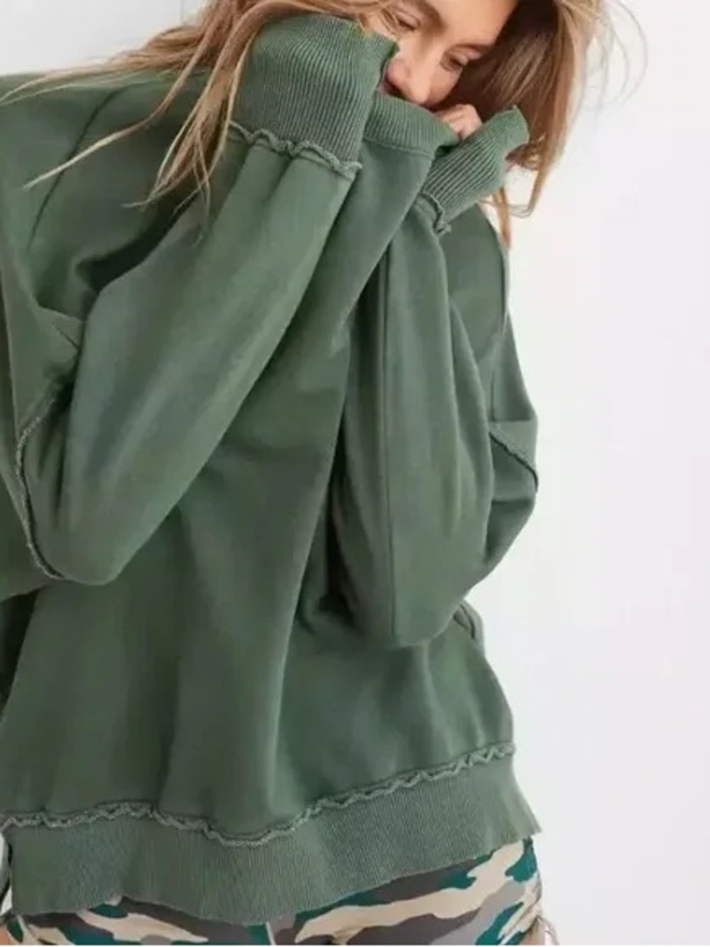 Aerie The Happiest Oversized Crewneck Sweatshirt in Green‎